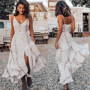 Snakeskin Print Maxi Dress vneck button up cami